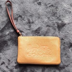 Coach Carriage Embossed Tan Wristlet